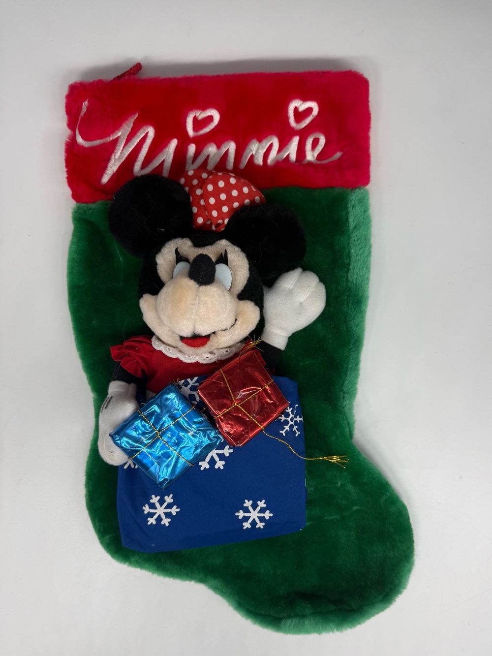 Vintage Disney Minnie Mouse Christmas Stocking 3D Plush with Present Gifts